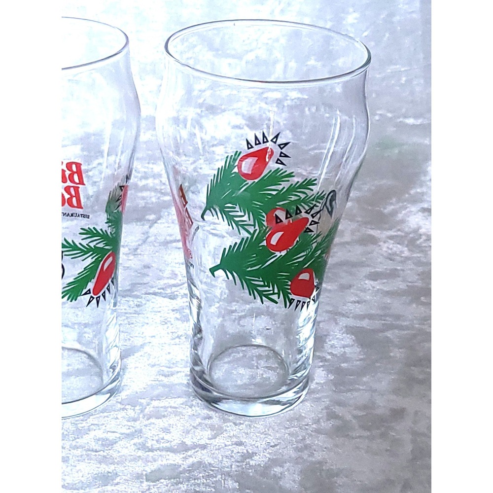 4 Vtg Big Boy Restaurant Christmas Glasses Santa Hat Holiday Tumblers Holly 90s - Picture 4 of 7